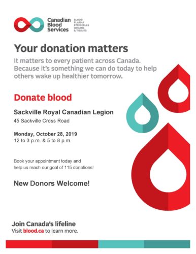 Blood donor clinic @ Sackville Legion
